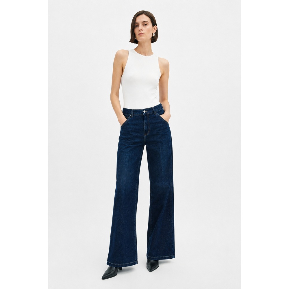 Blue By Artemis High Rise Slim Palazzo Jean Indigo 12P NWT‎